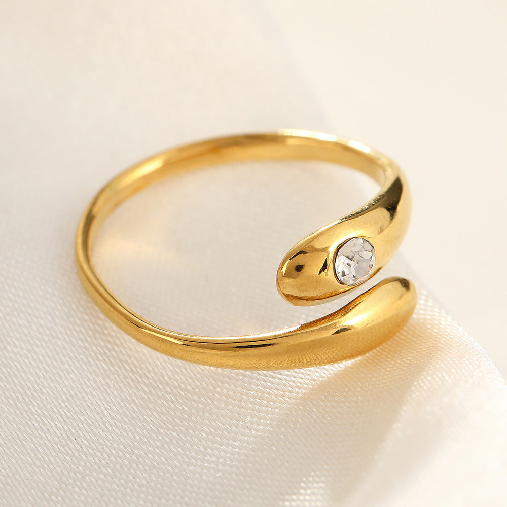 French Style Open Mouth Cold Stainless Steel Personality Special Interest Ring