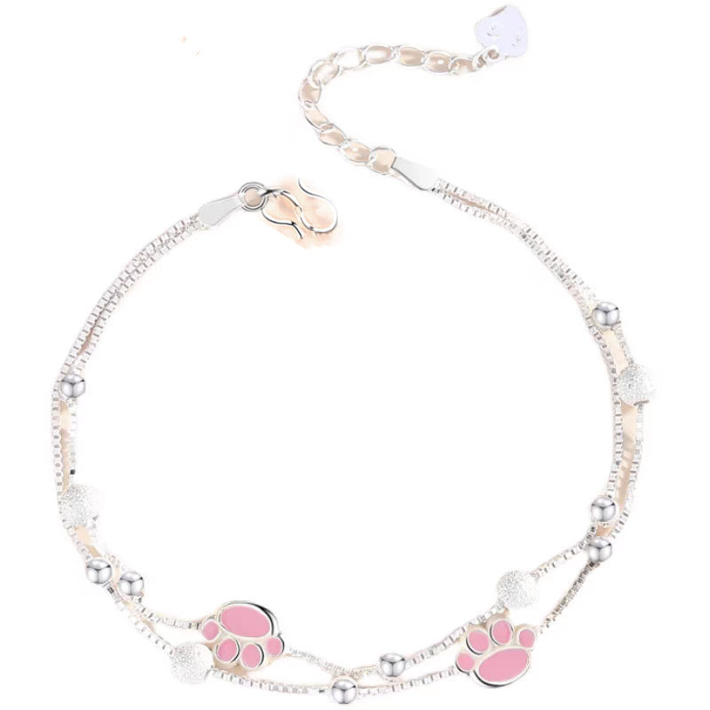 Pink Cat's Paw Summer Fresh Niche Design Sense Heart Light Bracelets