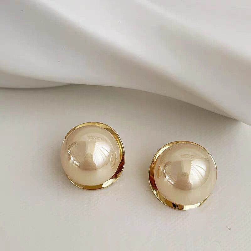 Design Cold Style Geometric Pearl Sier Needle Stud Earrings
