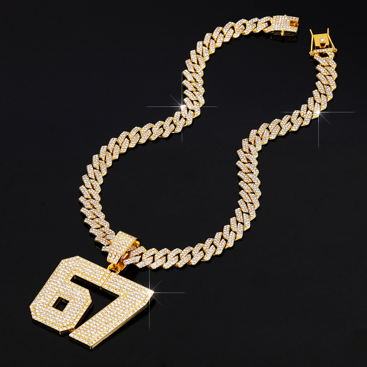 Hip Hop Cool Alloy Diamond Cuban Link Chain Necklaces