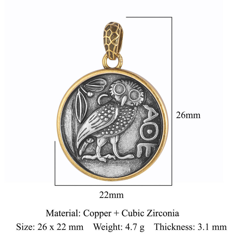 Style Vintage Ancient Sier Coin Copper Zircon Pendants