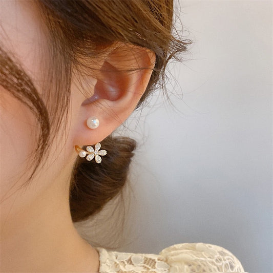 Diamond Flower Niche Temperamental Personalized Advanced Design Stud Earrings