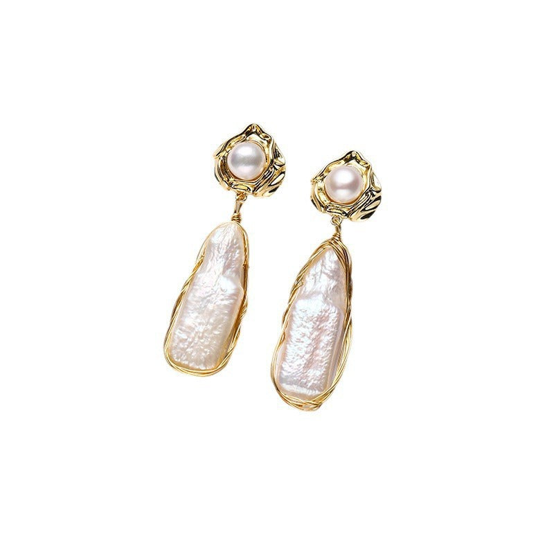 Freshwater Baroque Pearl Eardrops Dignified Street Earrings