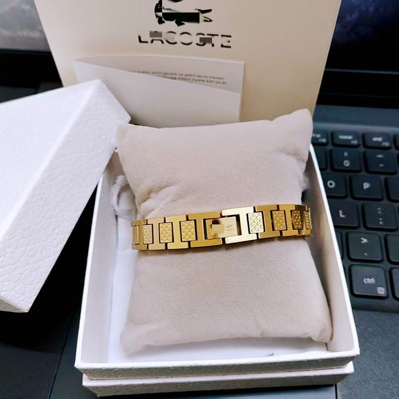 Durable Men's Adjustable Stainless Steel Crocodile Bracelet