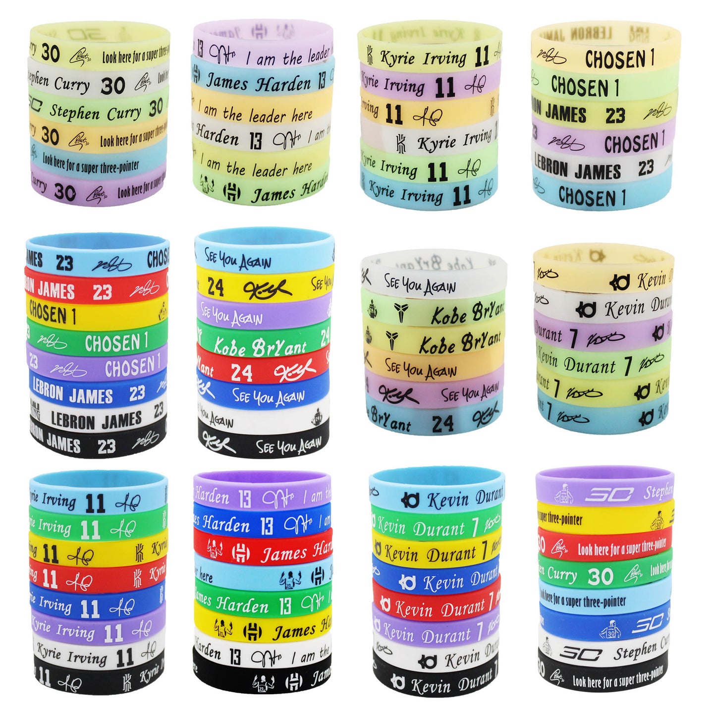 Silk Screen Basketball Silicone Sports Curry James Bracelet