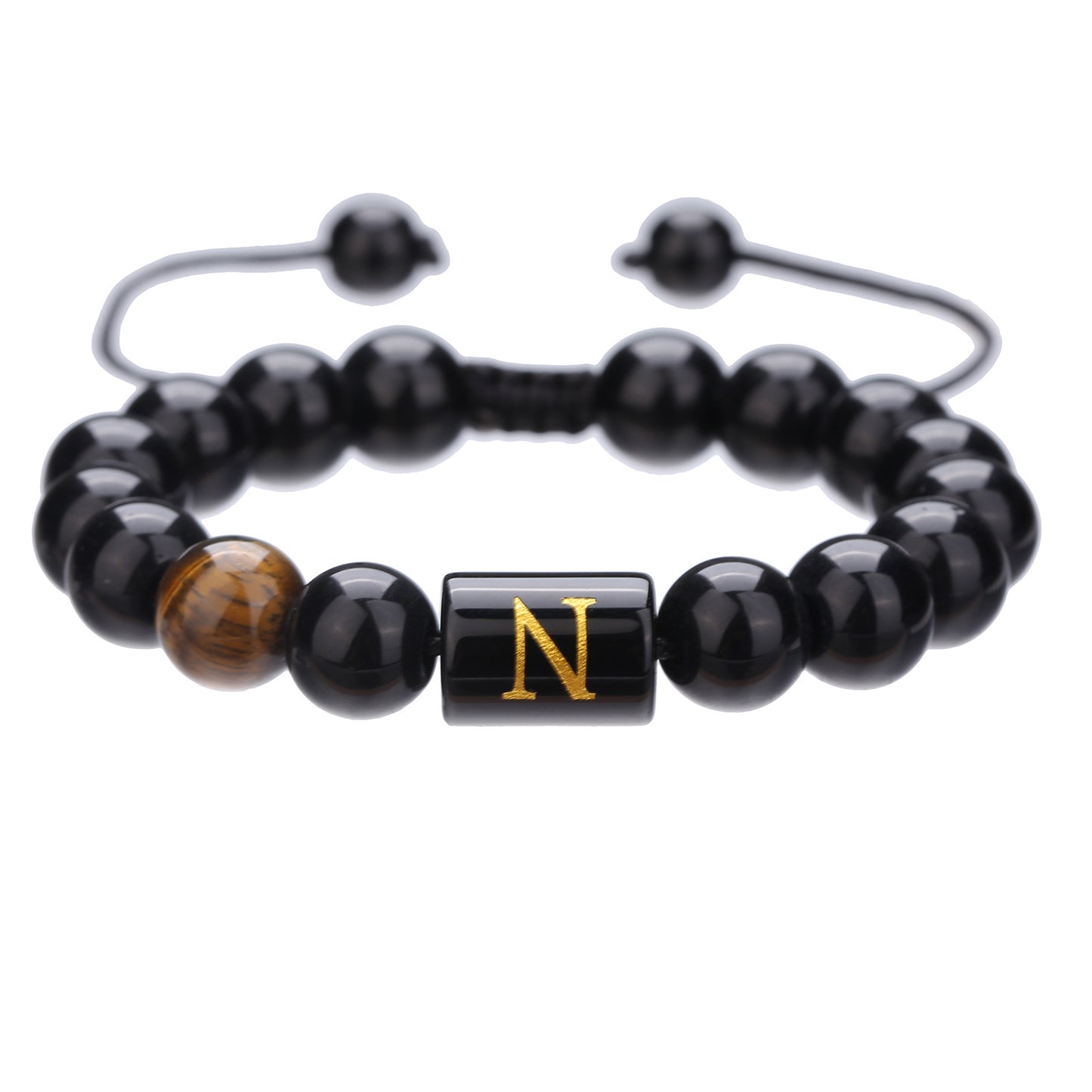 Live Streaming Black Agate Beads Male Letter Bracelets