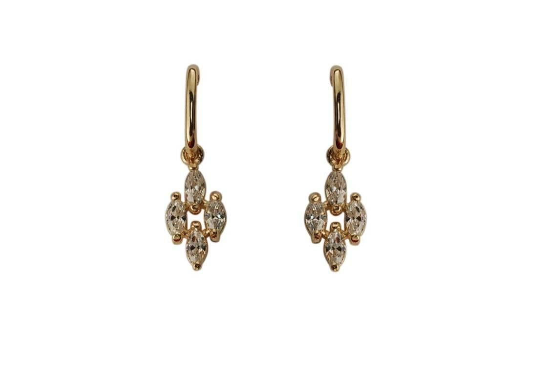 Women's Sterling Sier Gold-plated Four Diamond Shaped Earrings