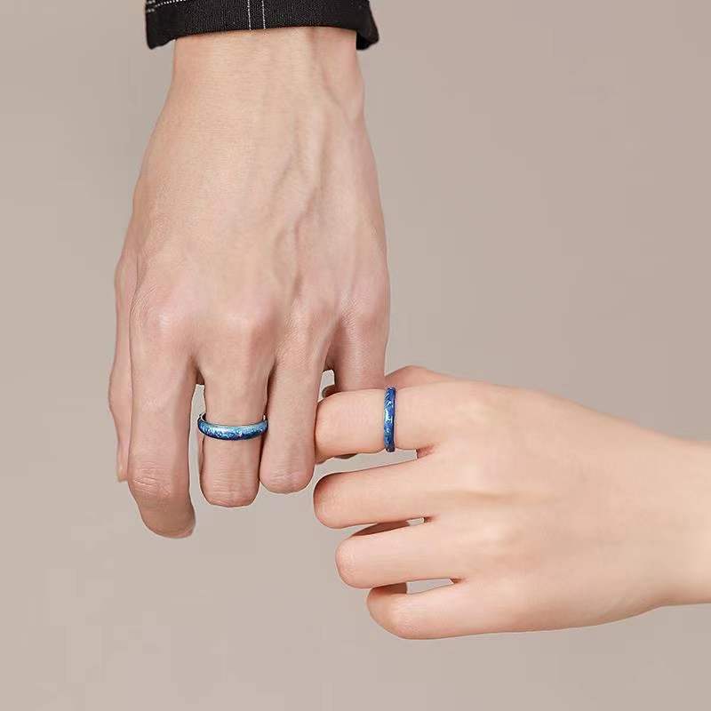 Women's & Men's Sky Couple One Pair Fashion Small Fresh Open Midsummer Rings