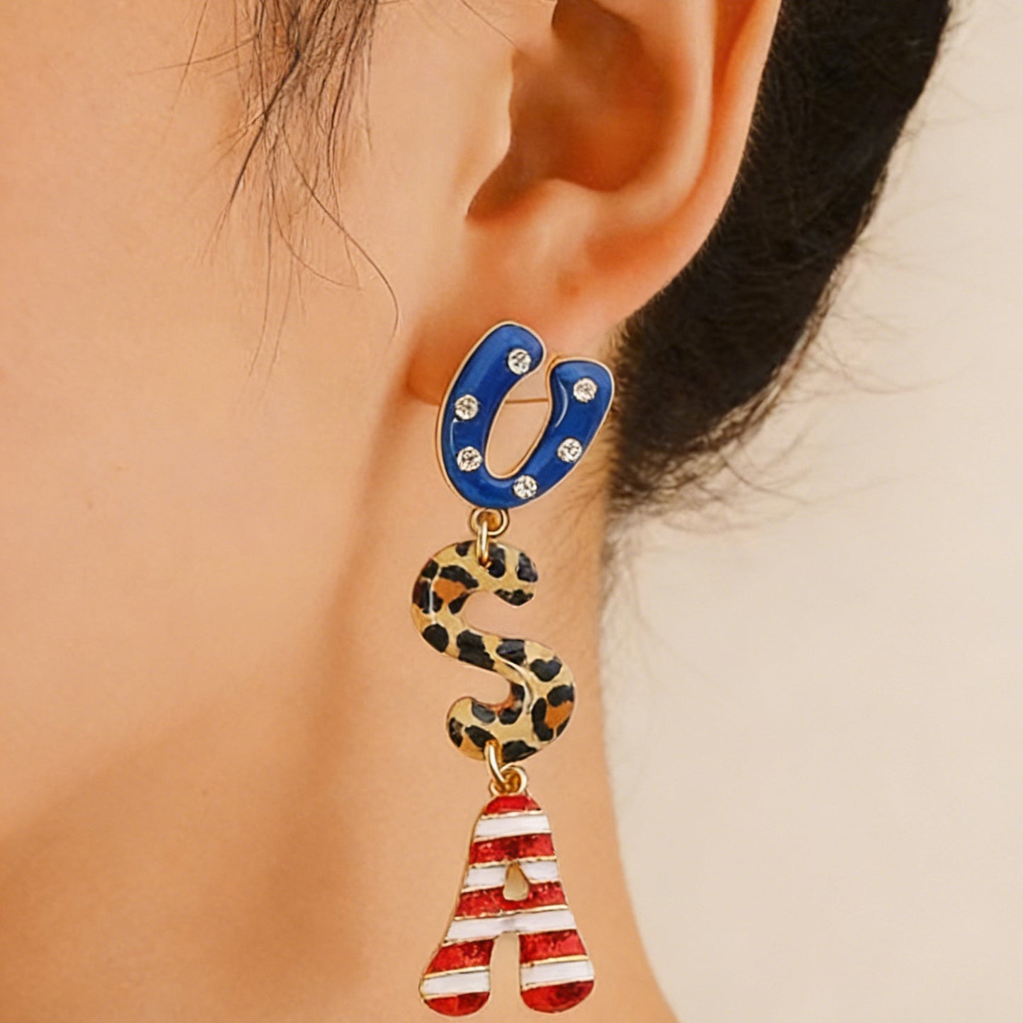 Women's Party Stars Stripes Vintage Drop Oil Rings