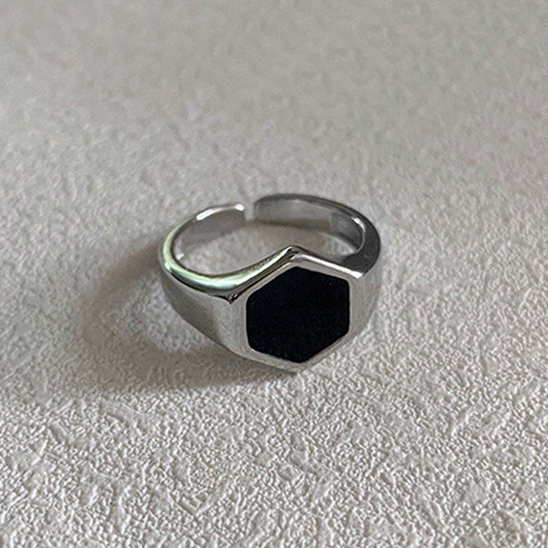 Fashion Geometry Pattern Square Round Smooth Opening Male Rings