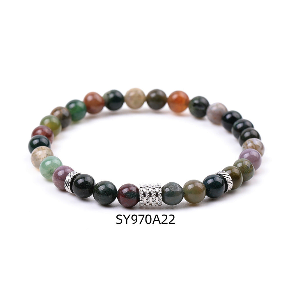 Stainless Steel Frosted Indian Agate Tigereye Striped Bracelets