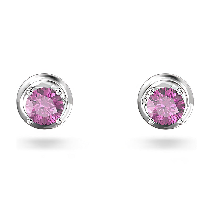 Austrian Crystal Thick Gold Plated Double-sided Rotating Earrings