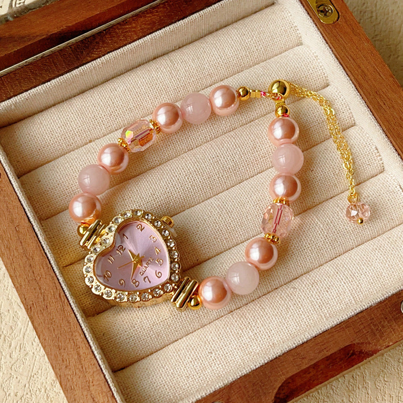 Crystal Watch Female Princess Style Love Special Interest Light Bracelet