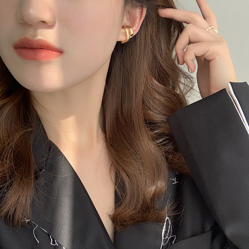 Glossy Ear Clip Female Temperament Personality Earrings
