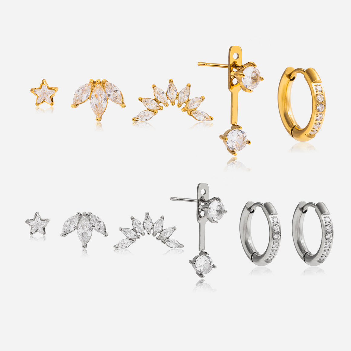 Stainless Steel Zircon Light Luxury High-grade Ear Titanium Rings