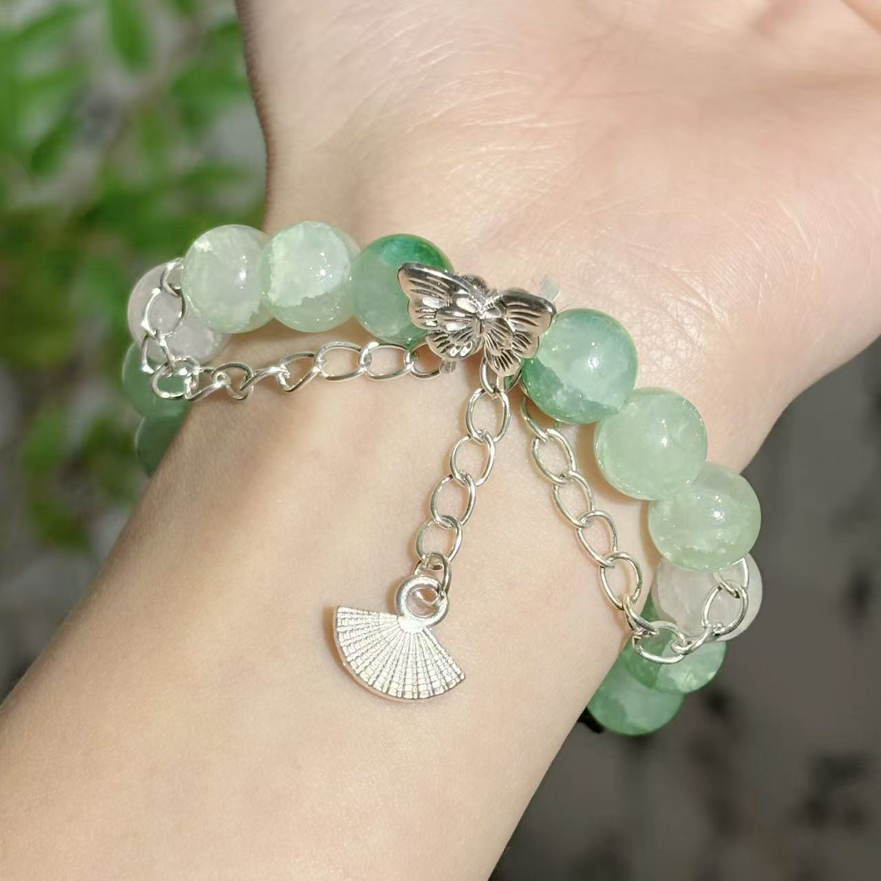 Pink Beaded Sweet Temperament White Bow Bracelets