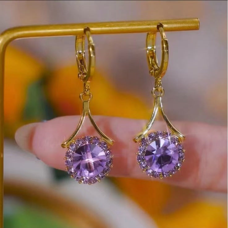 Korean Exquisite Small Diamond Super Flash Round Ear Clip Rings