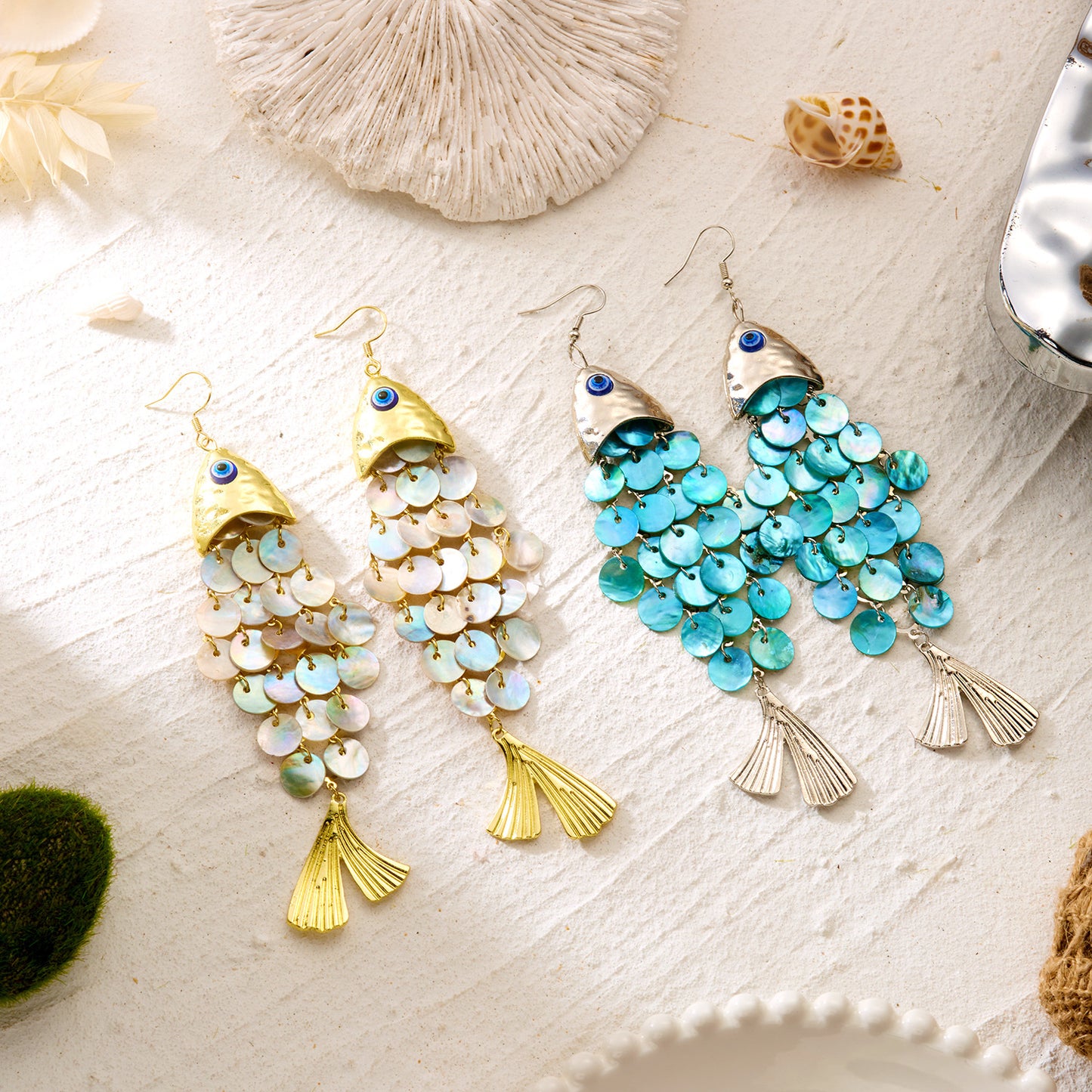 Eye Shell Little Fish Bohemian Holiday Rings