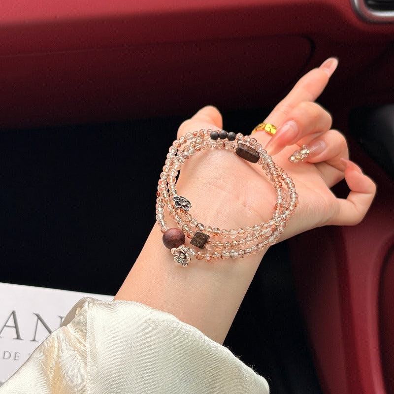 Beauty Of Flowers Black Gold Super Three Circle Crystal Female Bracelet