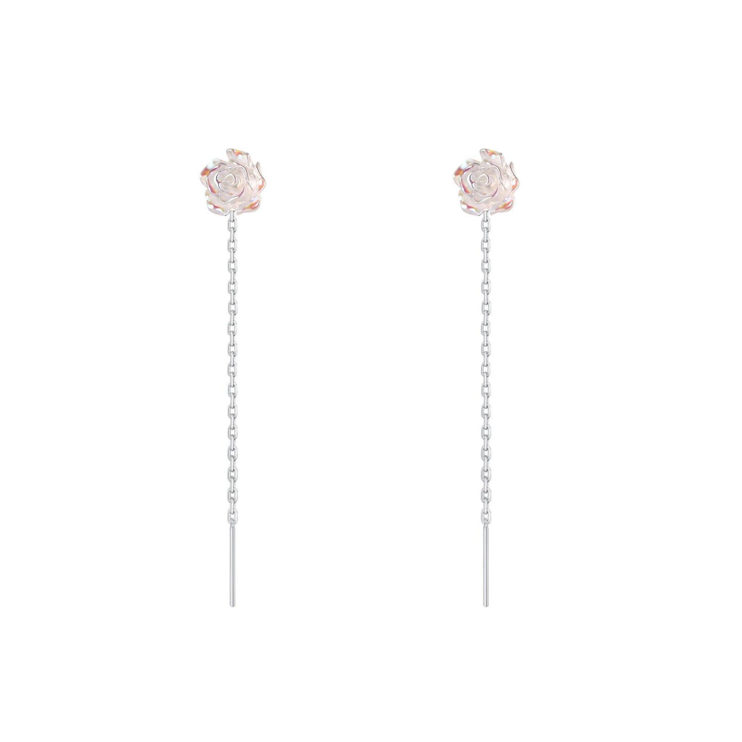 Women's White Rose Sterling Sier Light Luxury High-grade Sweet Ear Line