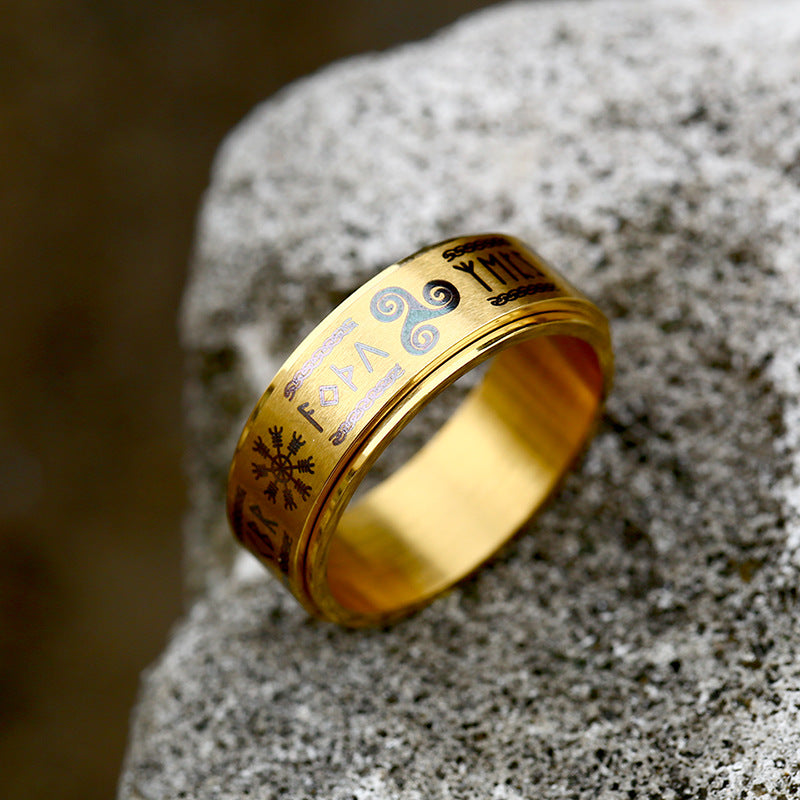 Men's Retro Stainless Steel Rotatable Fashion Simple Ring