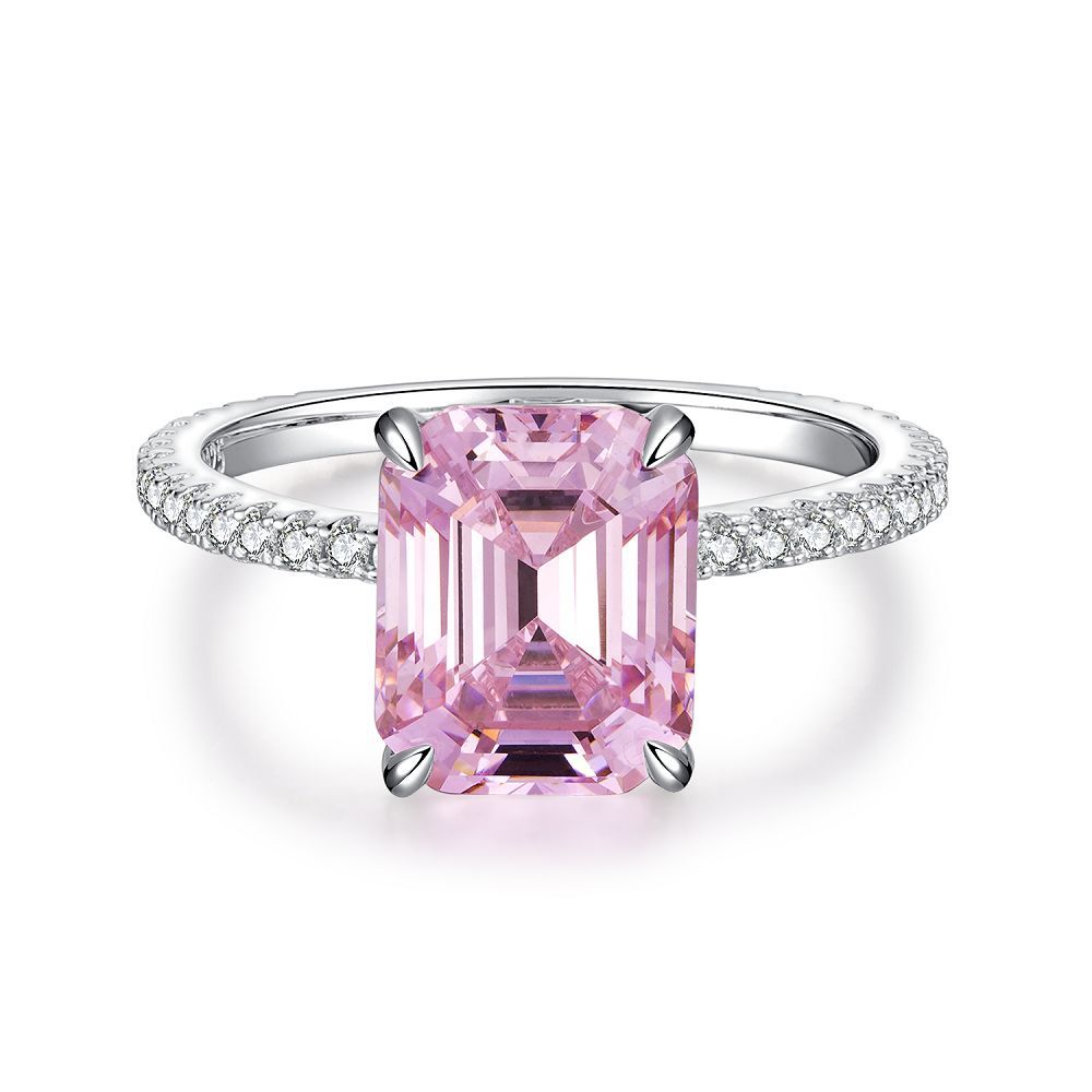 Ice Flower Cut Female Pink Diamond Rings