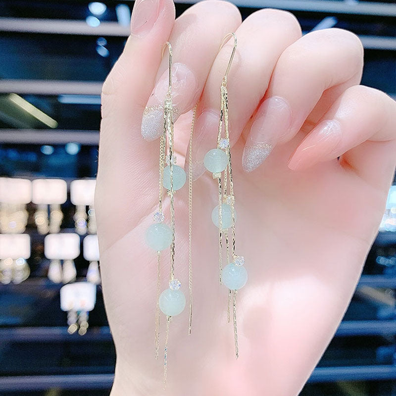 Opal Tassel Tide Chain Super Fairy Long Ear Line