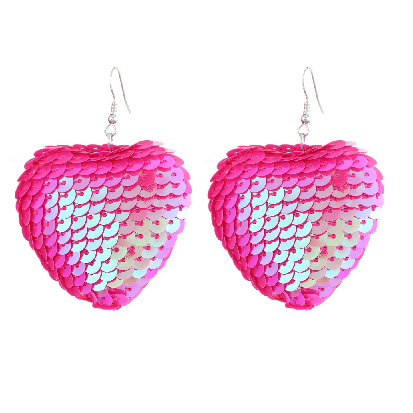Childlike Heart Reflective Sequins Peach Nightclub Catwalk Super Shiny Ear Earrings