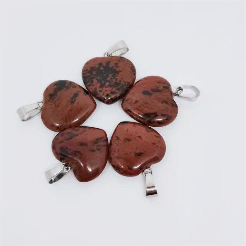 Stone Love Crystal Agate Heart Peach Pendants