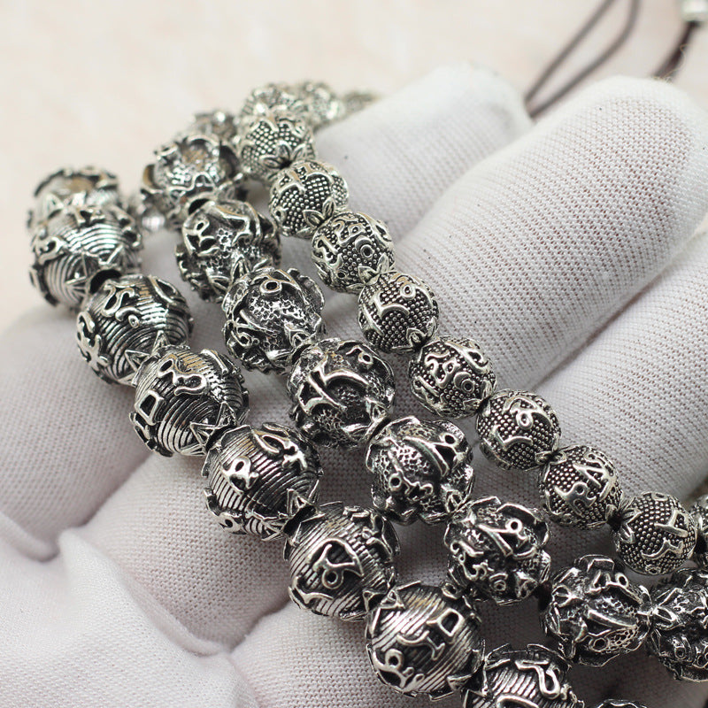 Six Words Mantra Round Beads Single Rings