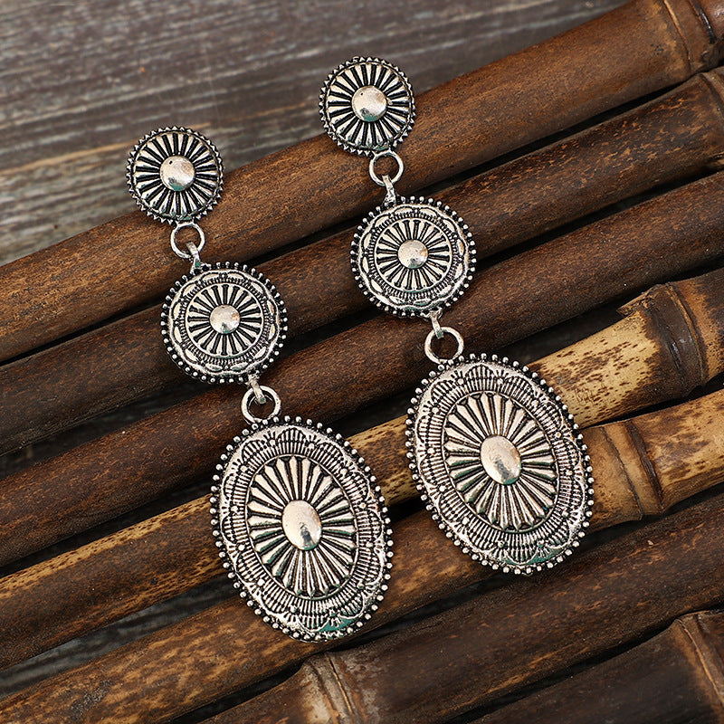 Drop-shaped Long Chain Bohemian Lady Couple Earrings
