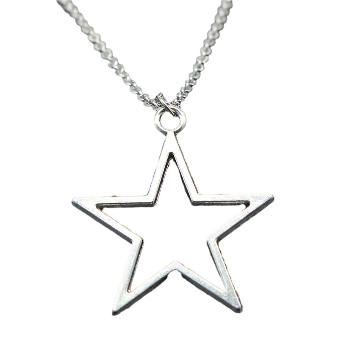 Fashion Simple Retro Sier Hollow Star Necklace
