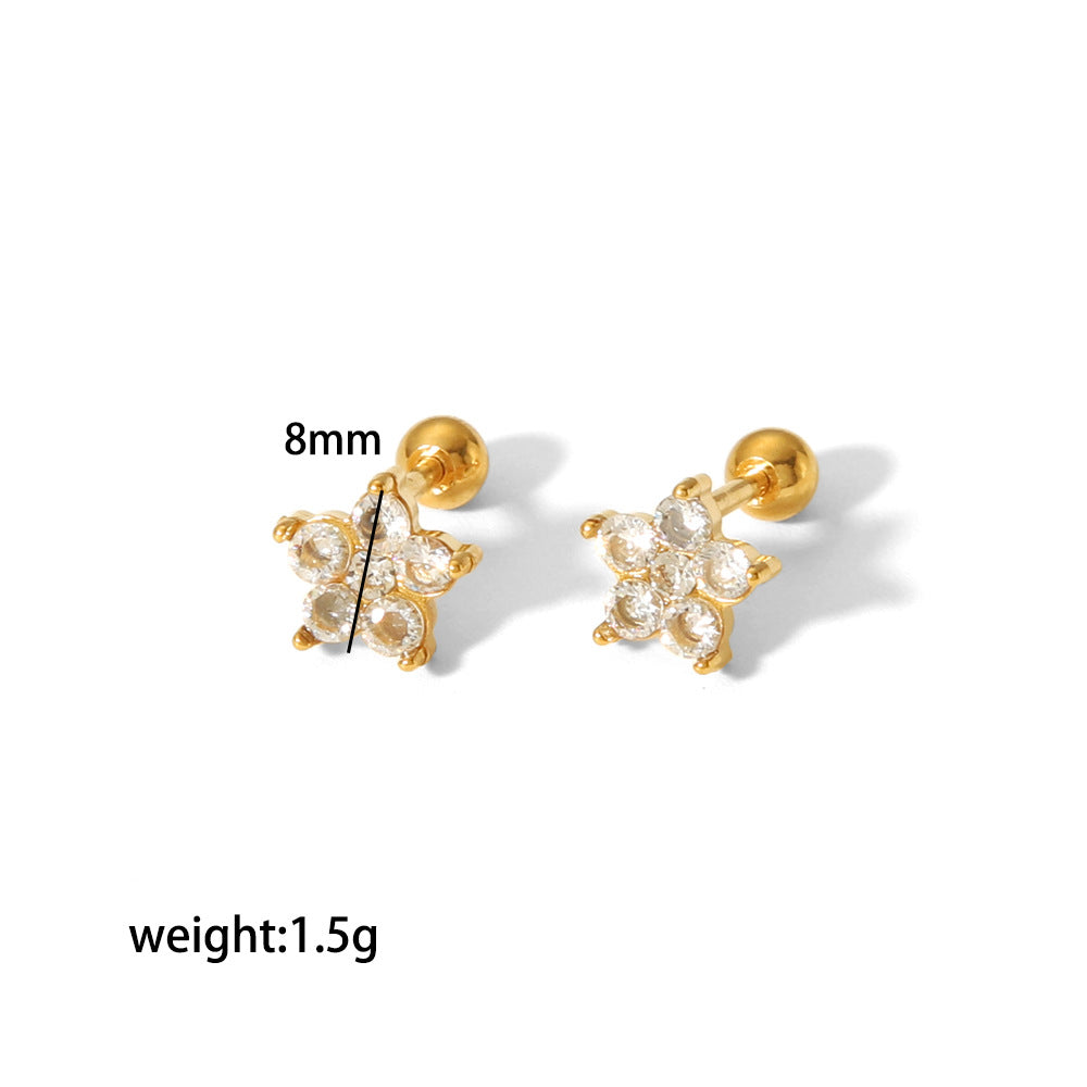 Steel Puncture Ear Bone Gold Light Luxury Design Earrings