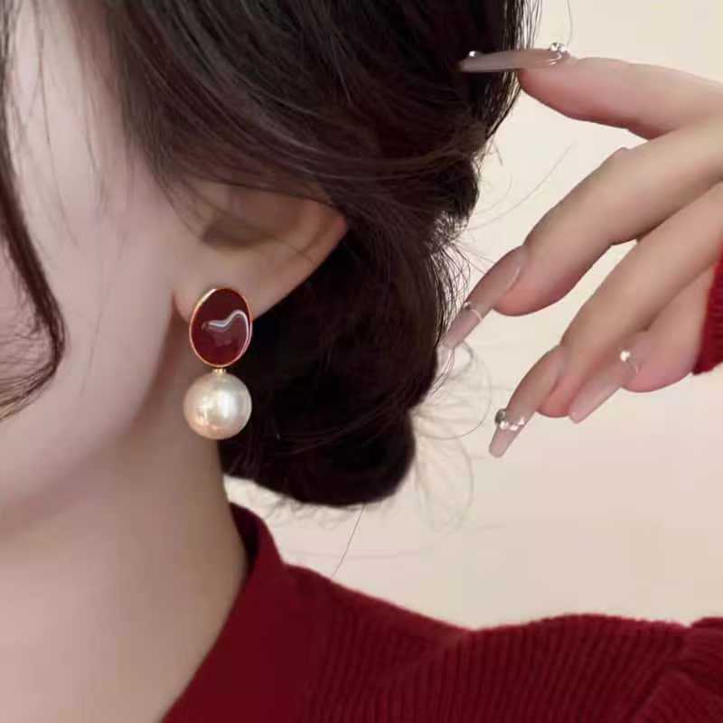Glaze Geometric Light Luxury Ear Clip High-grade Earrings