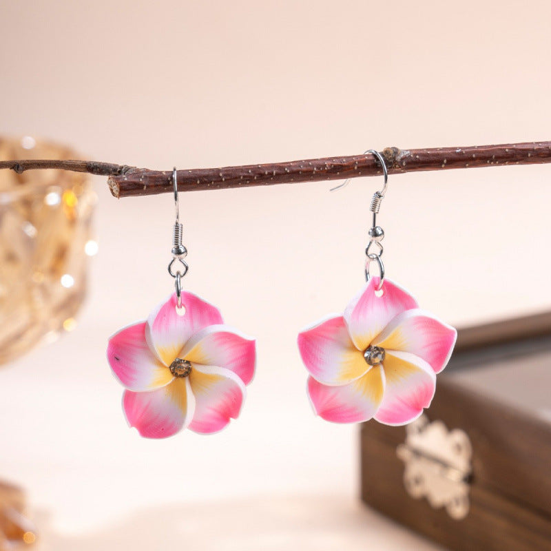 Colorful Flower Acrylic Duplex Printing Three-dimensional Earrings