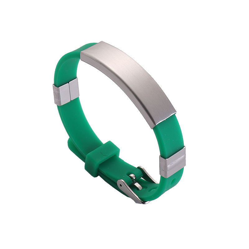 Simple Silicone Stainless Steel Glossy Can Bracelets