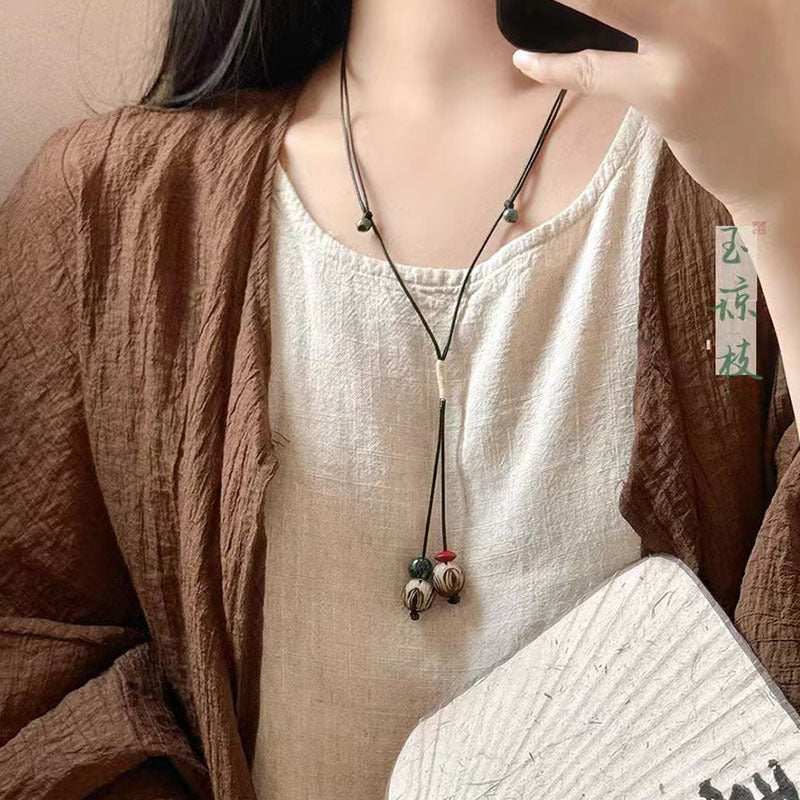 Women's Long Feather Retro Ethnic Personality Sweater Necklaces