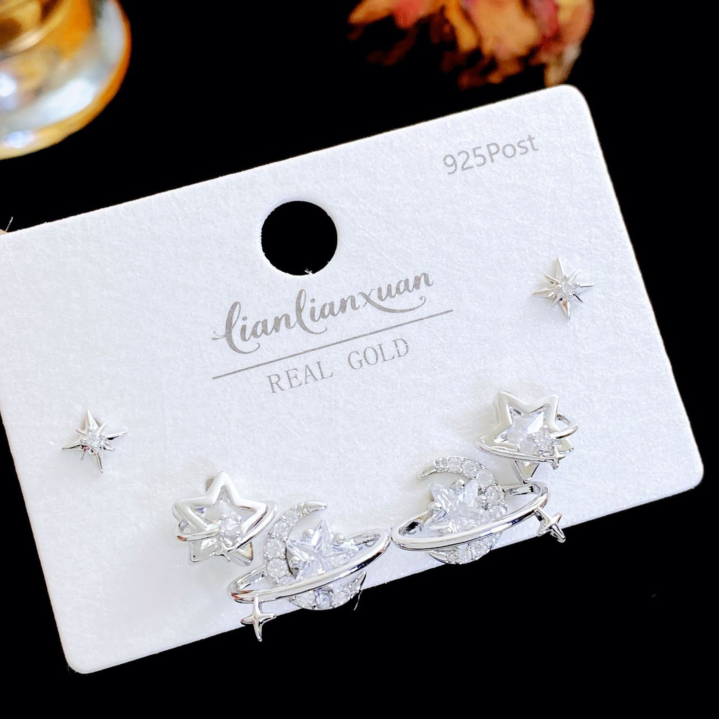 Women's Needle Simple Series Three Pairs Storage Ear Rings