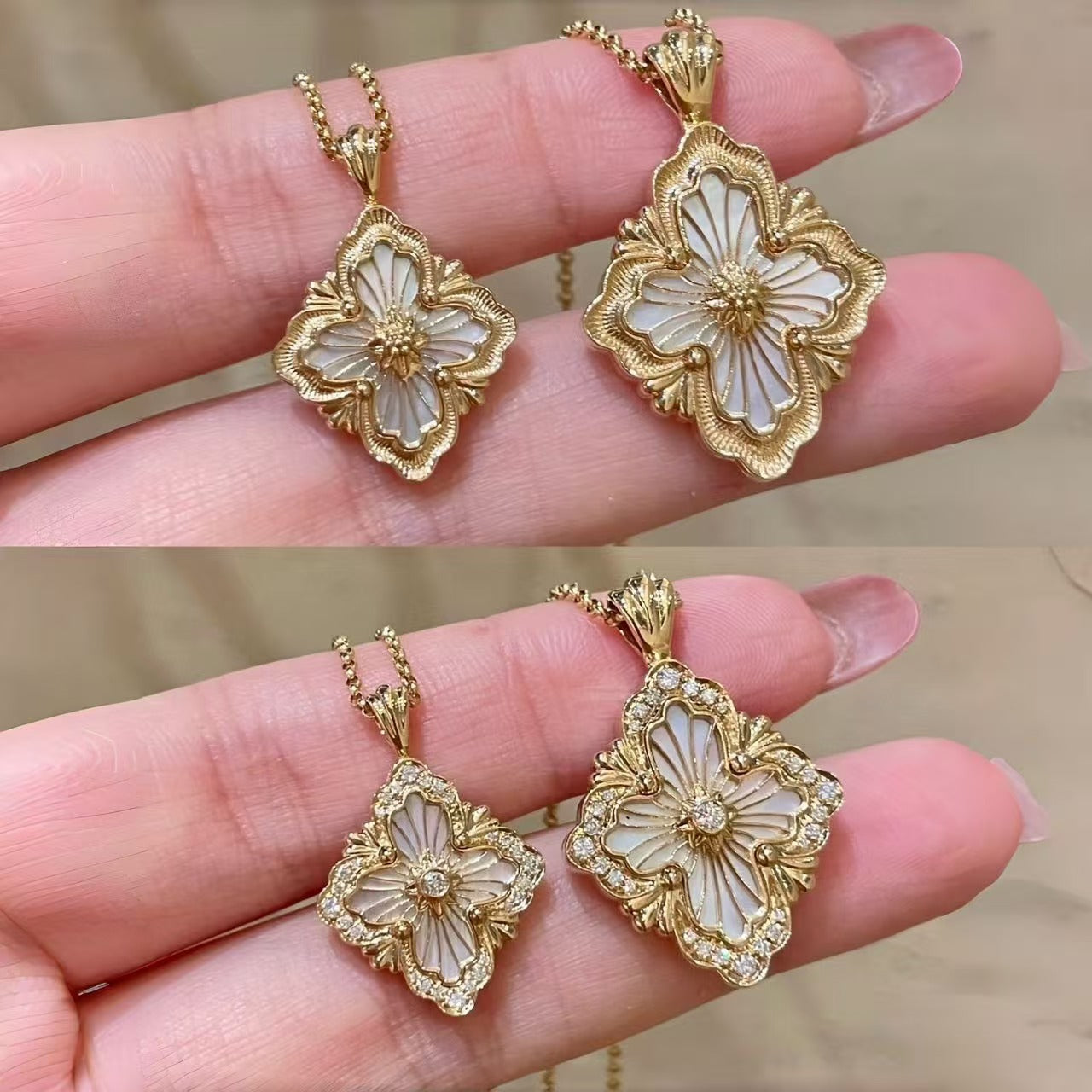 Women's Edition Opera Four-leaf Clover Gold-plated Fritillary Pendants