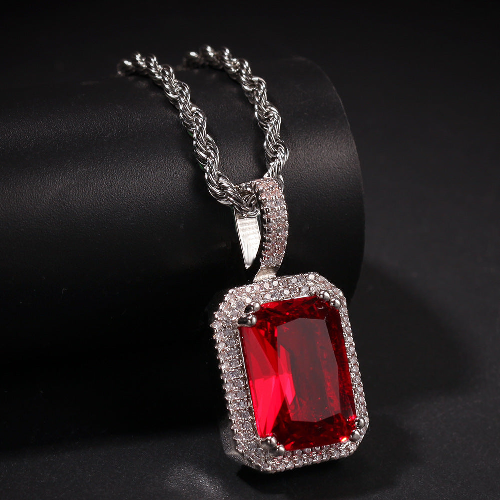 Fluorescent Square Solid Gemstone Niche Bag Necklaces