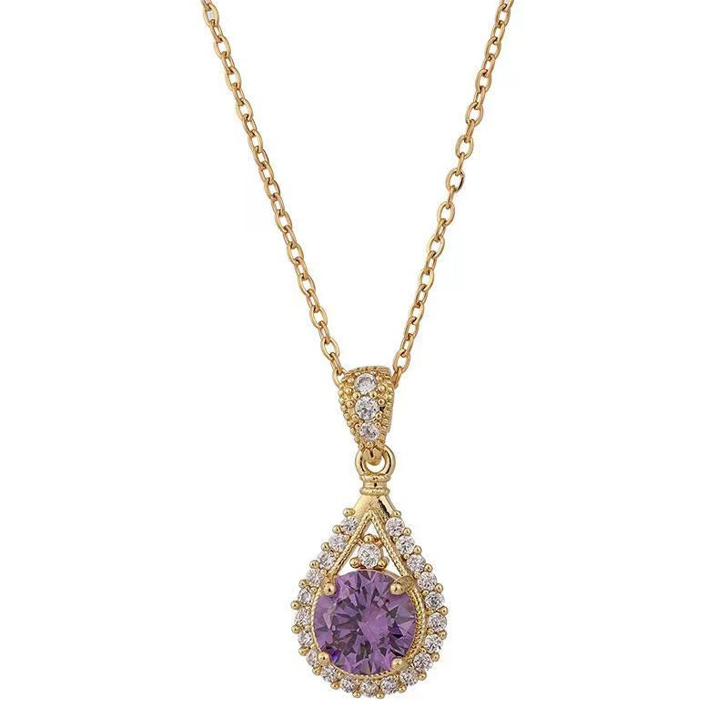 Women's Zircon Ornament Purple Light Luxury Clavicle Necklaces