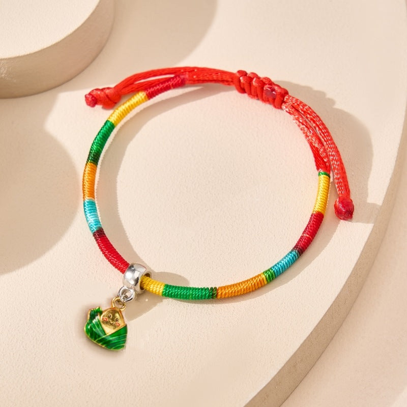 Children's Boat Festival Colorful Rope Hand-woven Alloy Bracelet