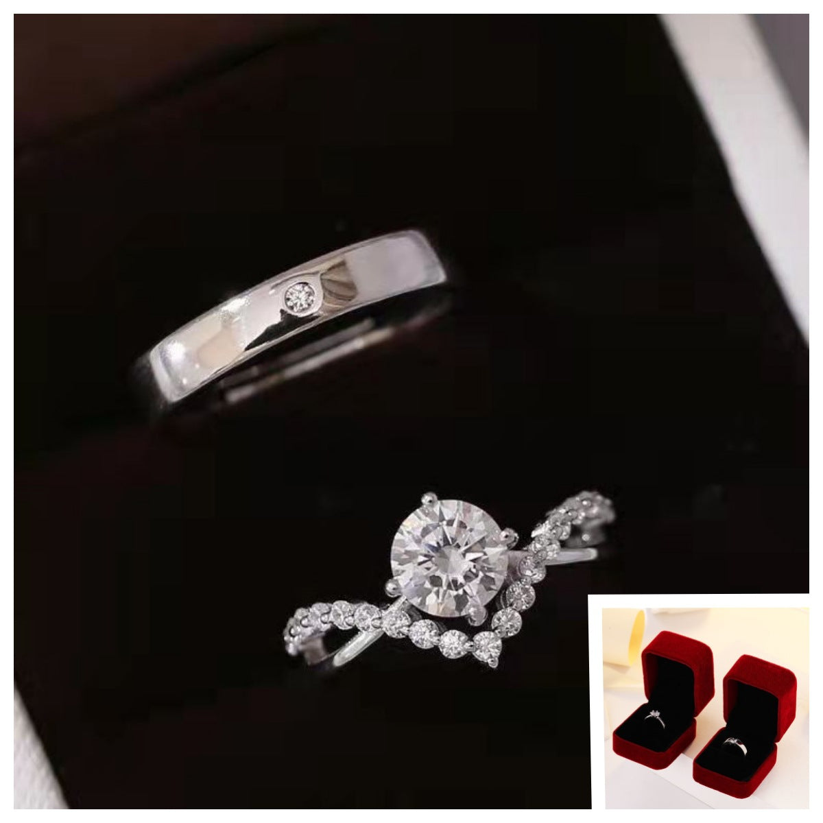 Couple Wedding Simulation Diamond Open Mouth Proposal Fake Female Male Ring