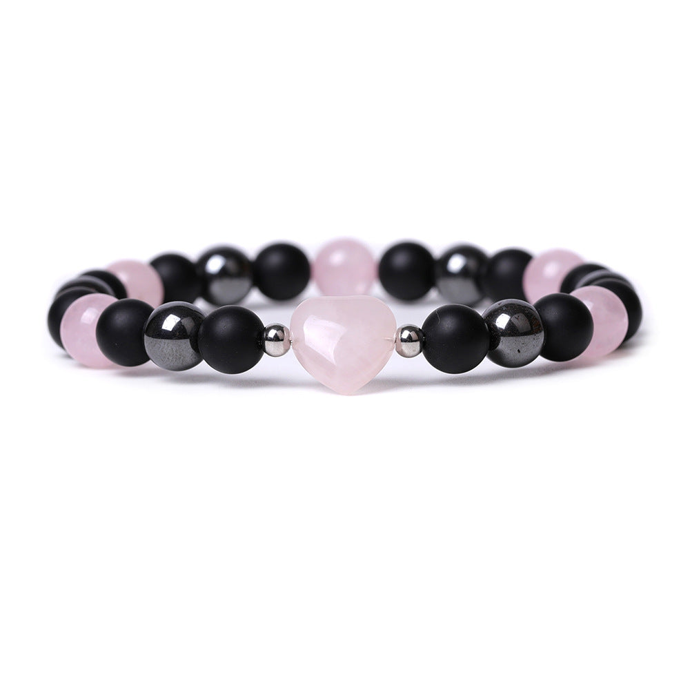 Tigereye Hand-cut Peach Heart Couple Agate Old Topaz Bracelet