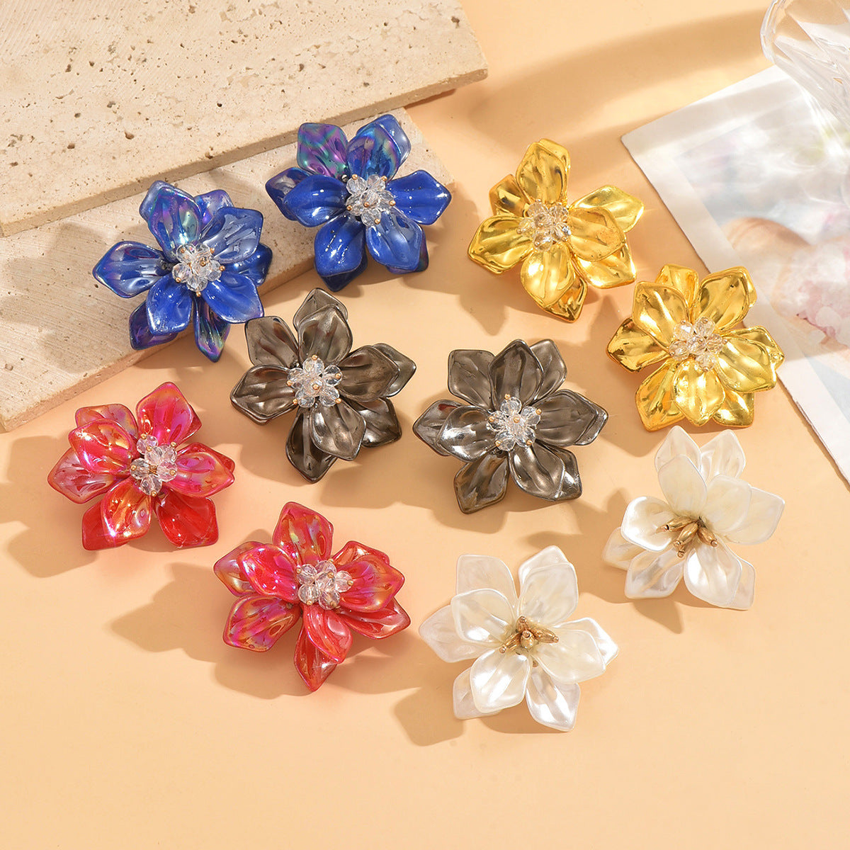 Acrylic Flower Vintage Fashion Exaggerated Handmade Sweet Earrings