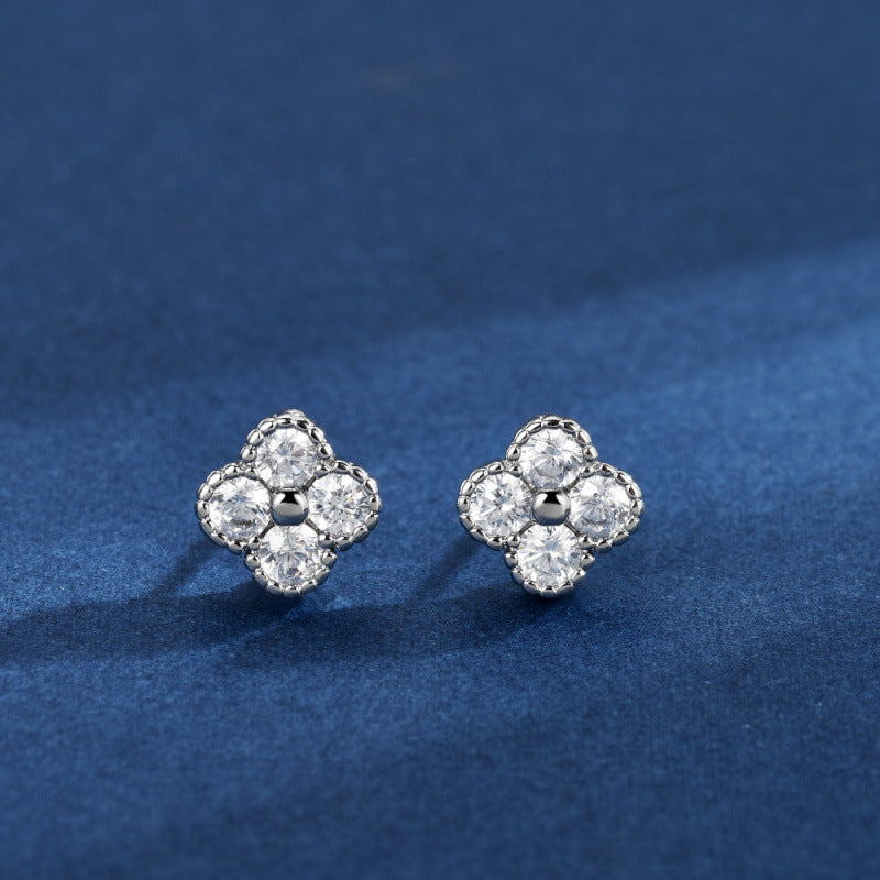 Zircon Sier Needle Love Moissanite Simulation Geometric Earrings