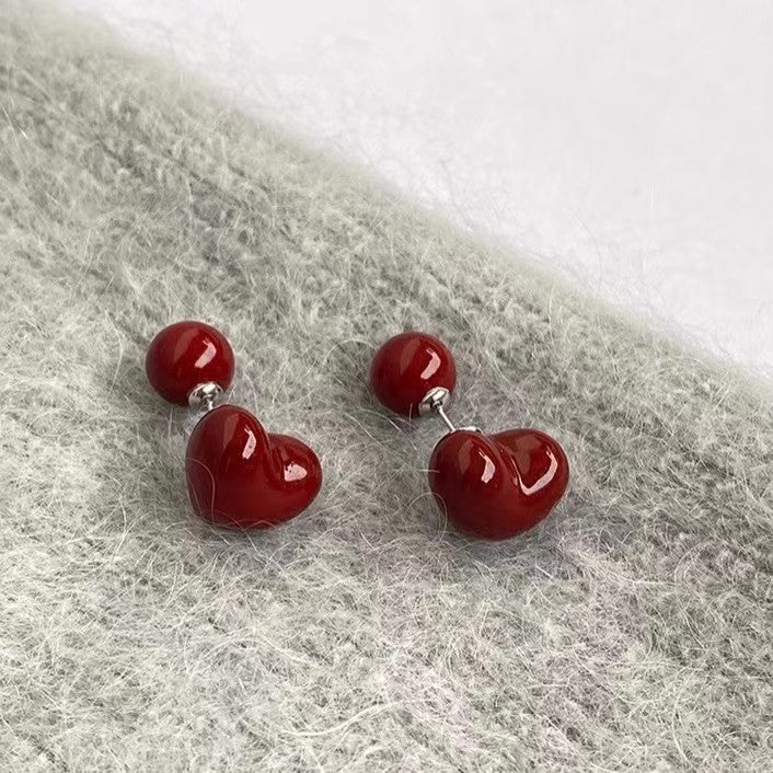 Double-sided Love Design High-grade Dopamine Female Affordable Luxury Stud Earrings