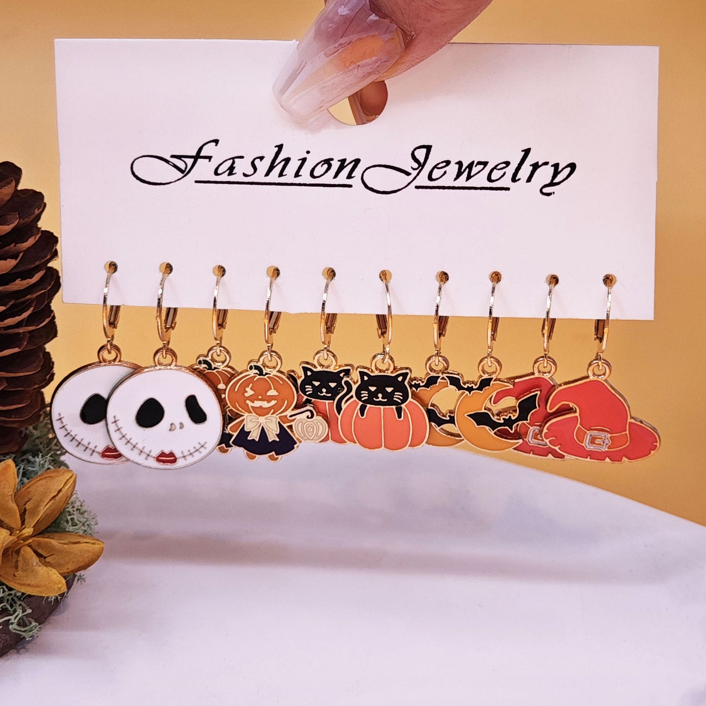 Fashion Halloween Pumpkin Black Cat Funny Personality Creative Smiling Earrings