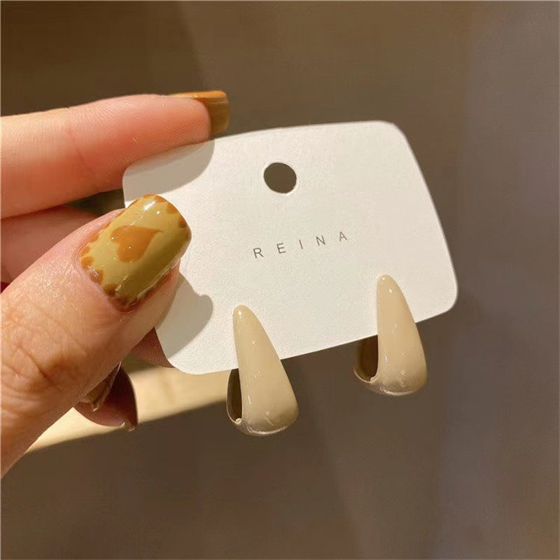 Ear Gentle Style Milk Tea Sier Needle Stud Earrings