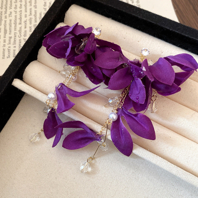 Dopamine Vacation Style Sier Needle Bead Flower Delicate Indie Earrings